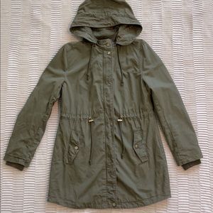 Green rain coat